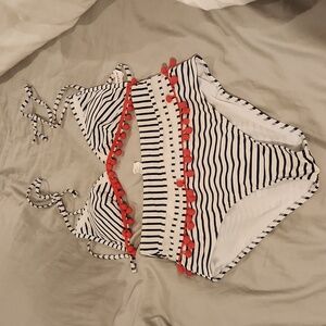 Pom pom high waist bikini